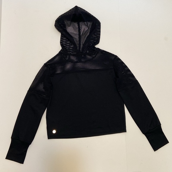 Zella girls black mesh hooded pullover size Small (7/8) NWT - Picture 5 of 7